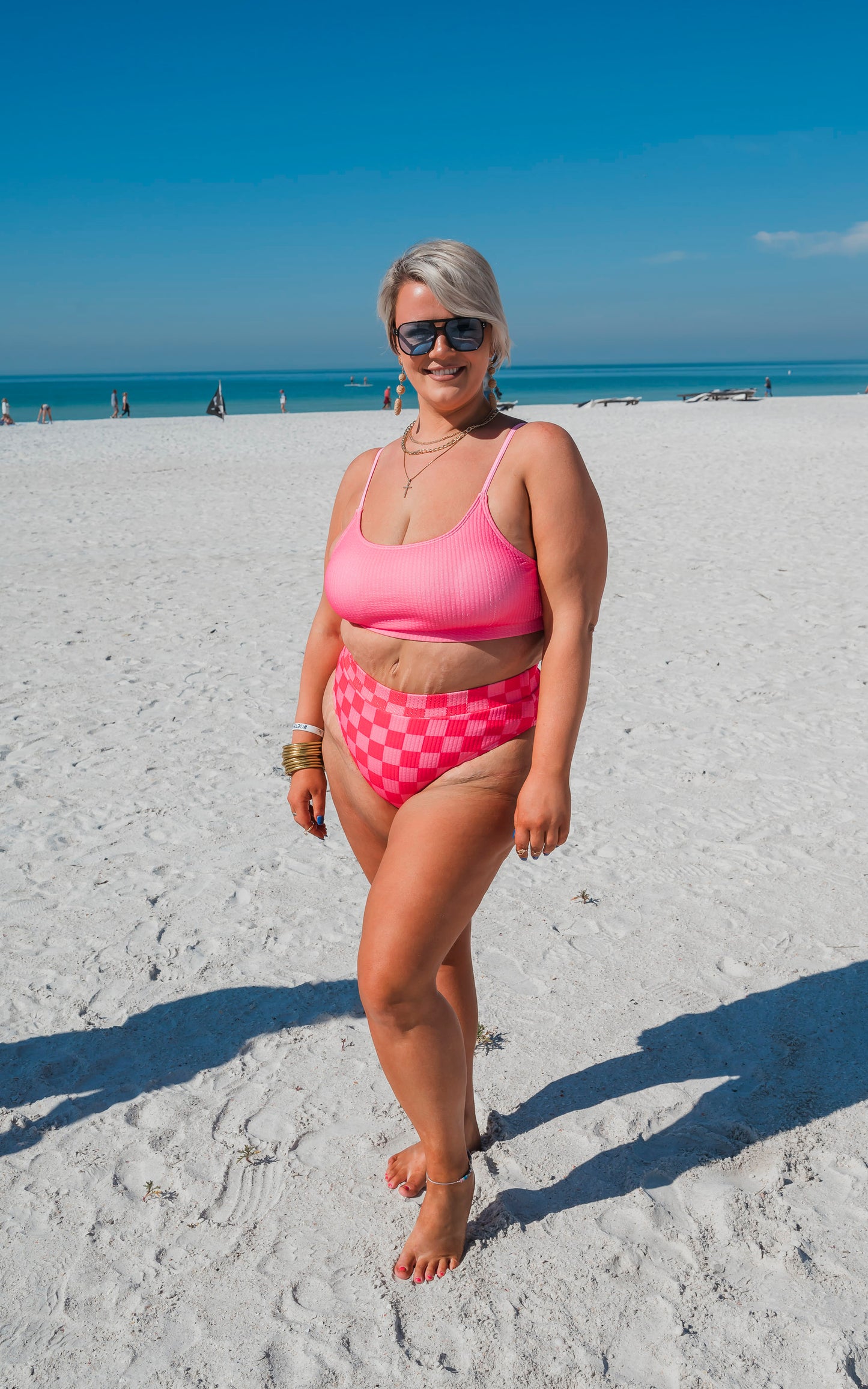 Pink CheckMate Beach Bikini Swimsuit | Salty Wave - Final Sale