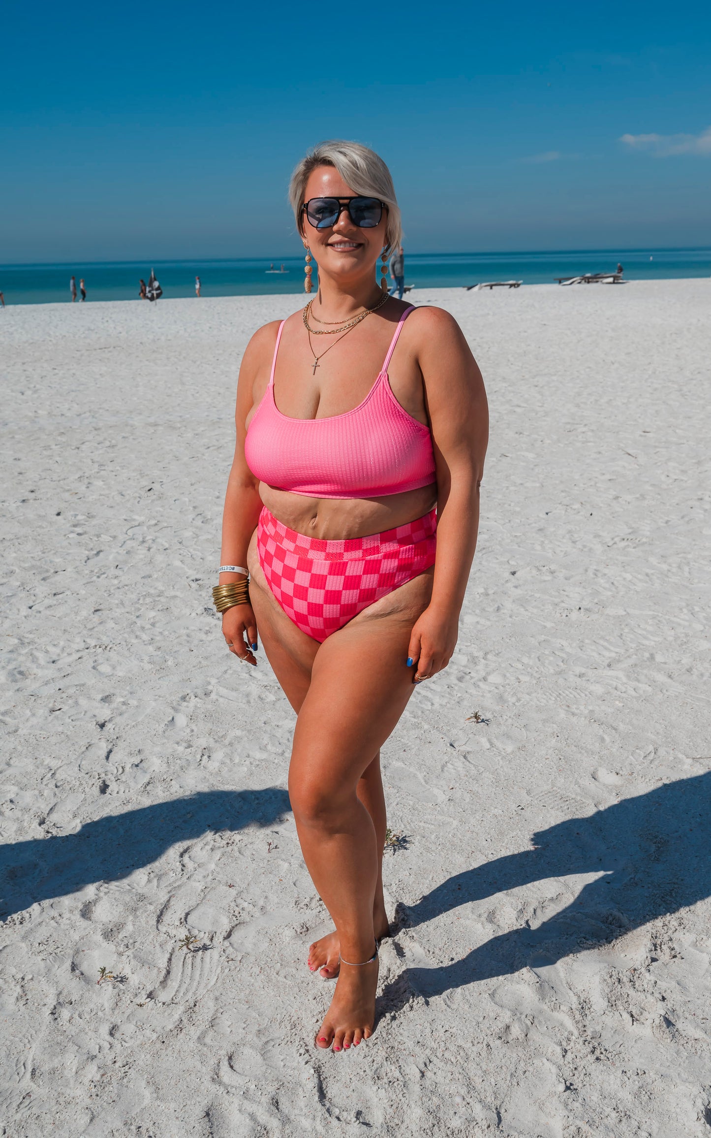 Pink CheckMate Beach Bikini Swimsuit | Salty Wave - Final Sale