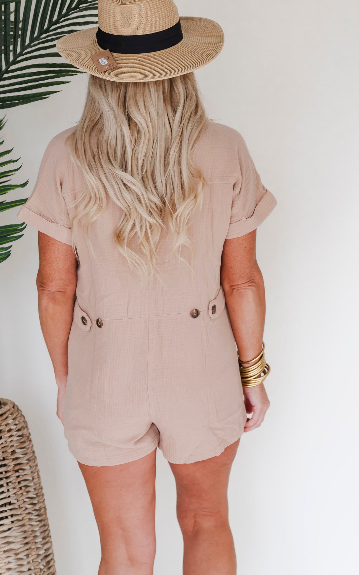 Relax A Little Linen Utility Romper - Final Sale