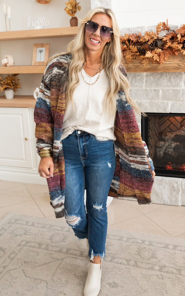 Marbled Knit Long Cardigan