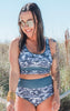 SALTY WAVE Grey Camo Beach Full Coverage Swim Set (Top & Bottom)**Final Sale
