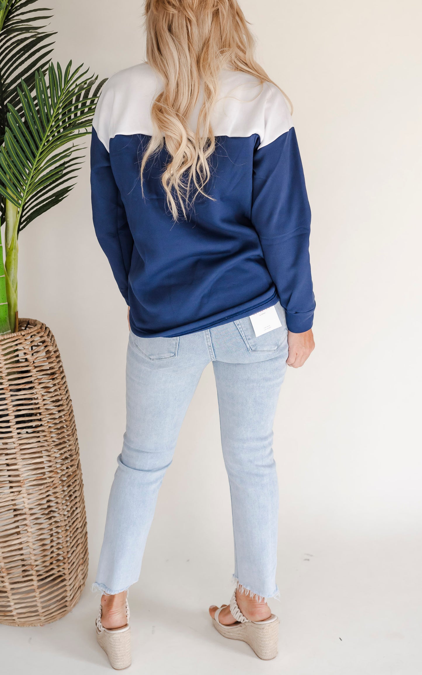 Navy Colorblock Zip Sweatshirt by Salty Wave -FINAL SALE