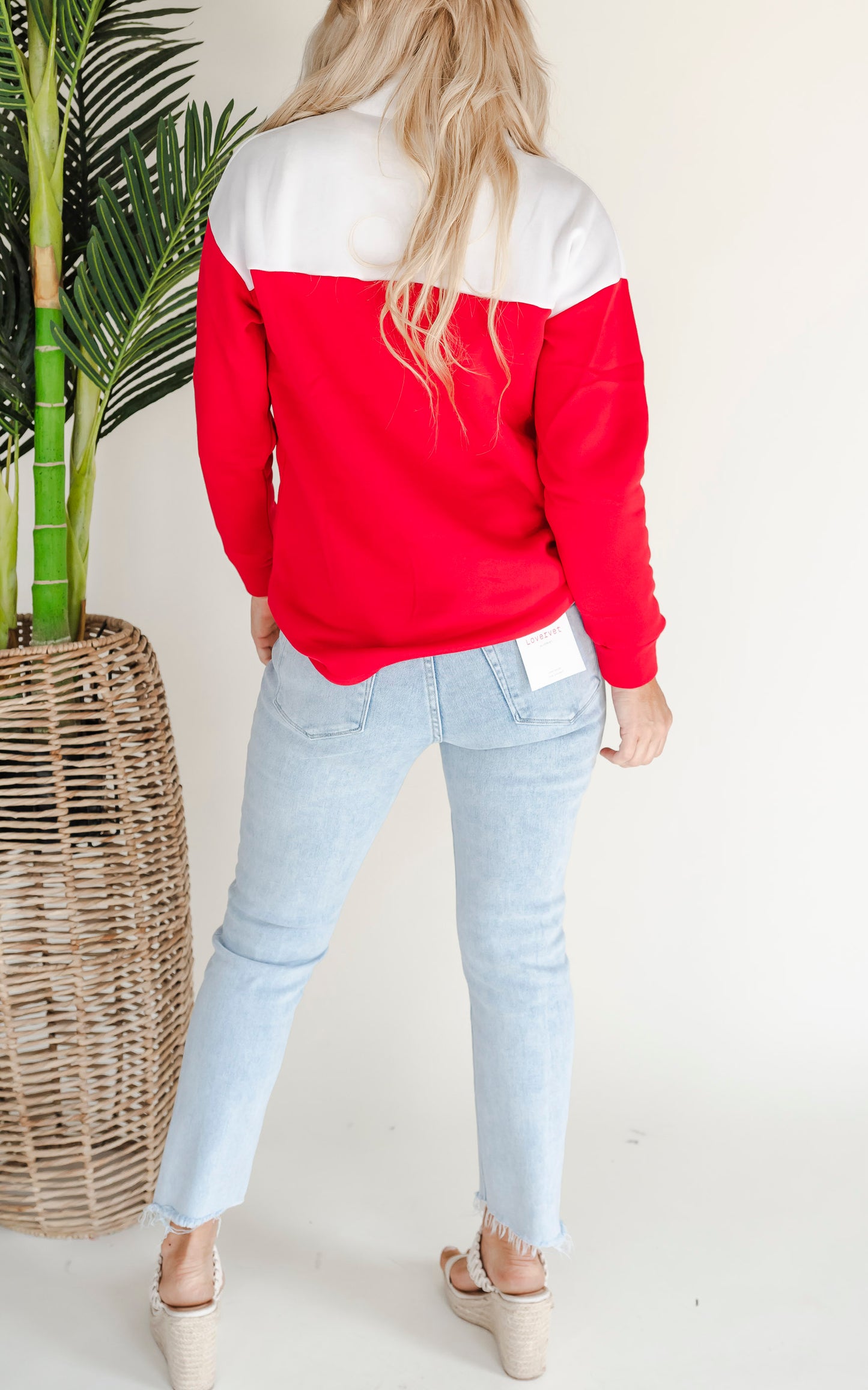 Red Colorblock Zip Sweatshirt by Salty Wave *