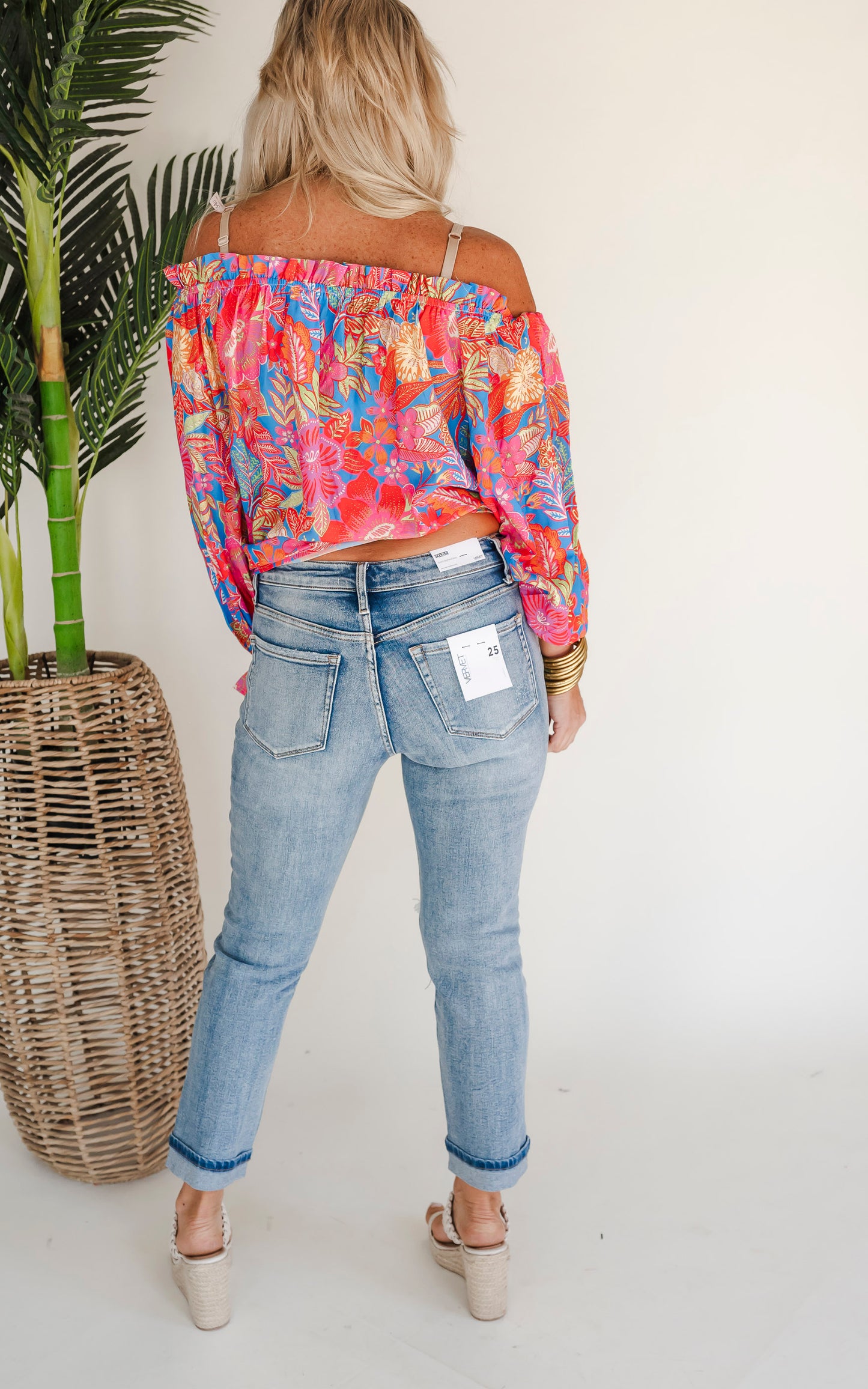 Glamourous High Rise Cuffed Distressed Paint Boyfriend Denim Jeans