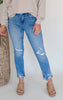 MICA | High Rise Ankle Straight w/ Side Slit Denim Jeans** - Final Sale