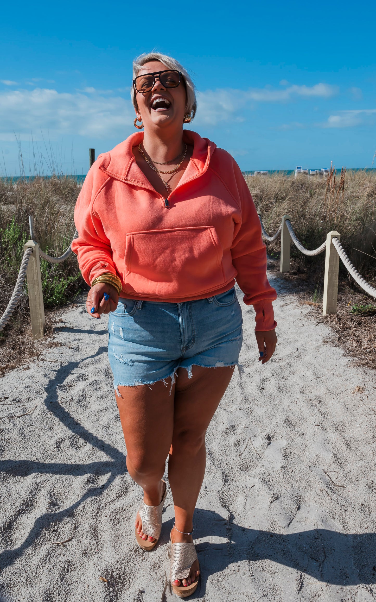 The Ava Everyday Coral Hoodie by Salty Wave** - Final Sale