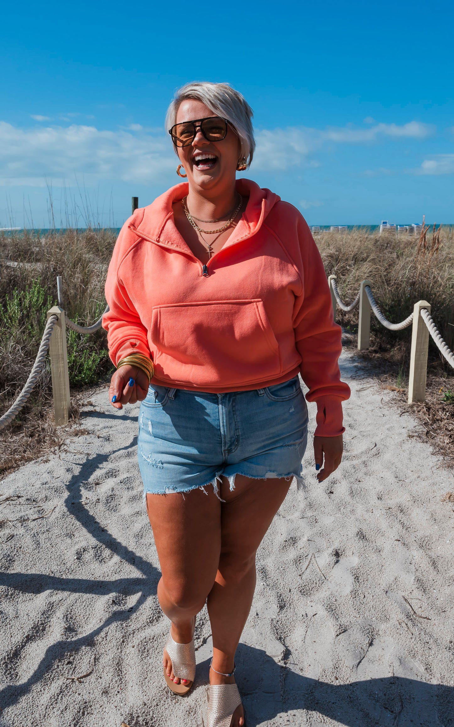 The Ava Everyday Coral Hoodie by Salty Wave** - Final Sale