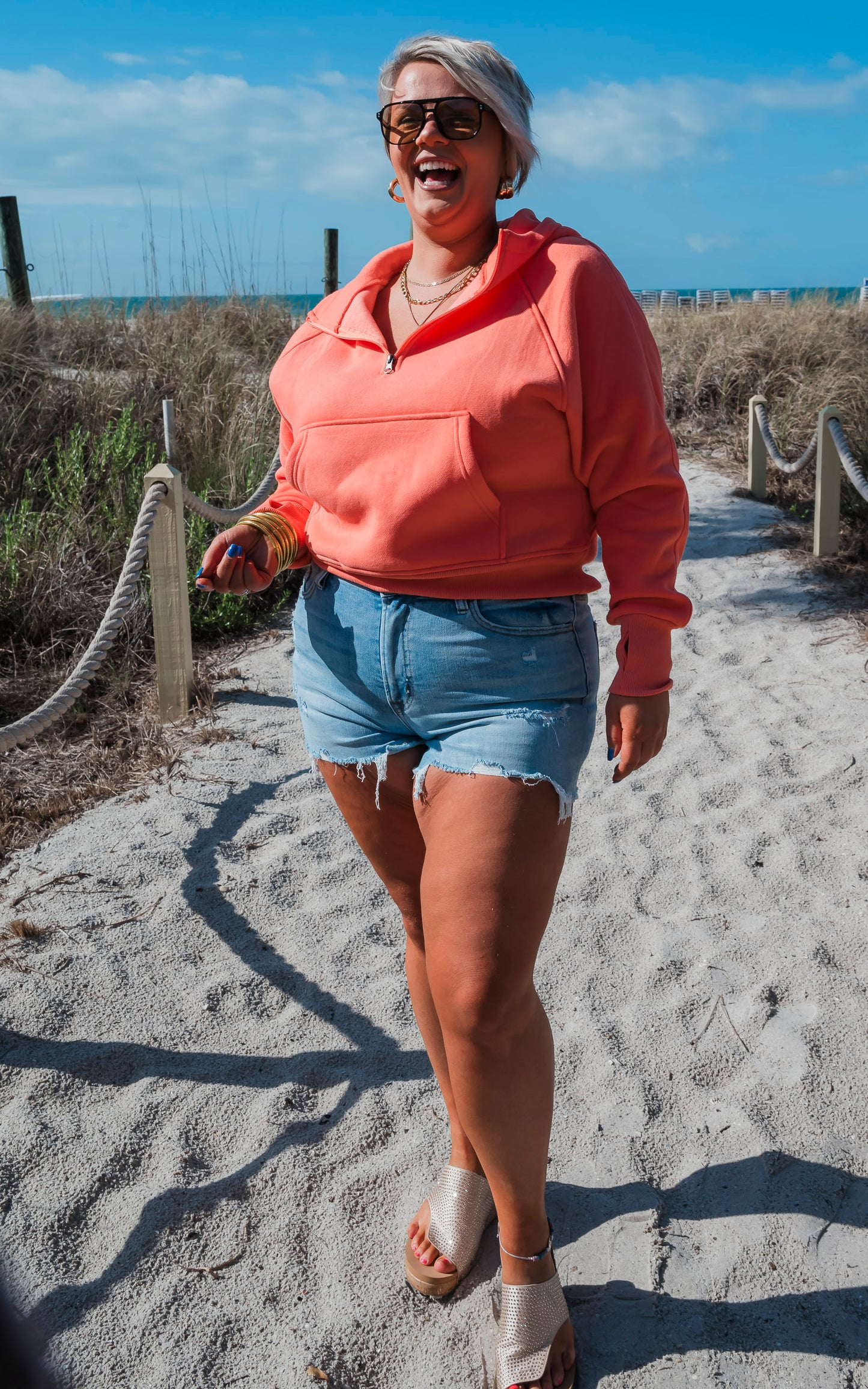 The Ava Everyday Coral Hoodie by Salty Wave** - Final Sale