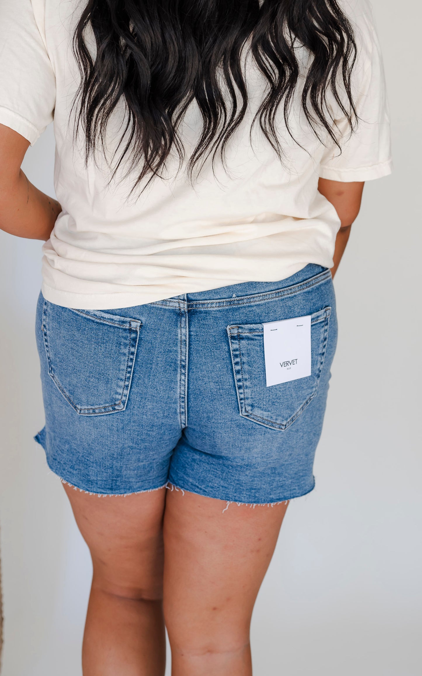 VERVET | Shocker High Rise Side Slit A-Line Denim Shorts - Final Sale