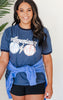 Denim Navy AMERICAN MAMA Ringer Graphic T-shirt - Final Sale