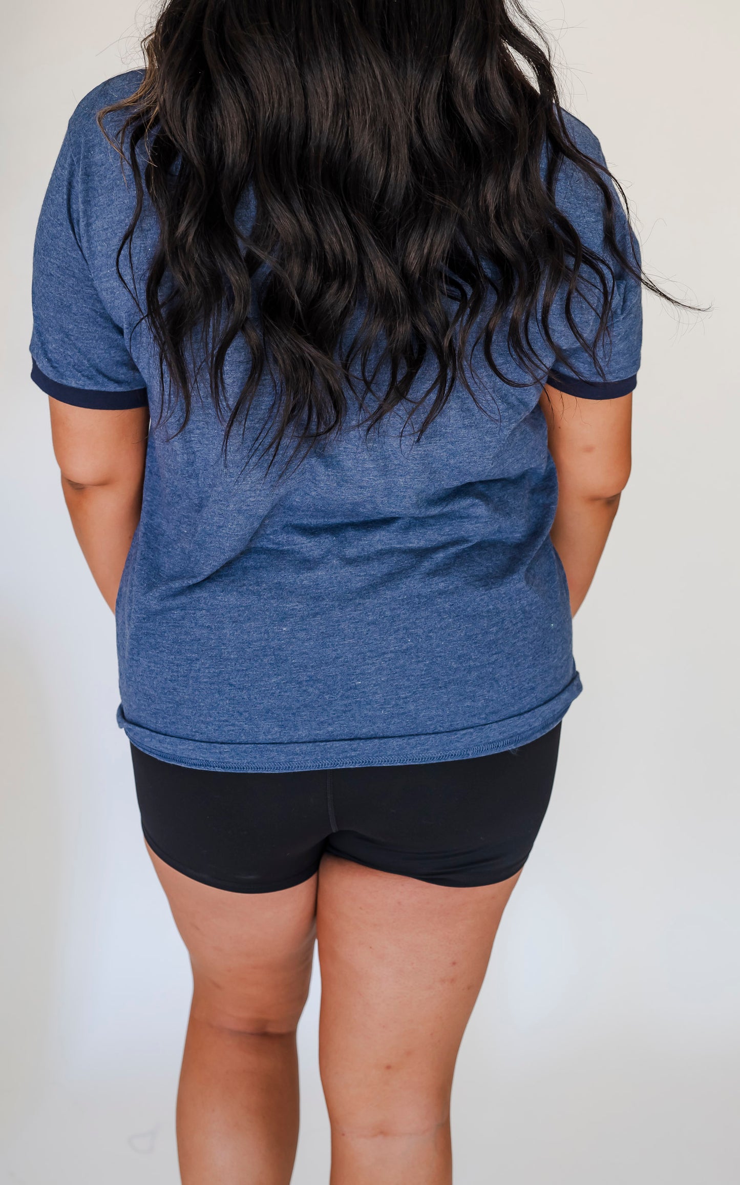 Denim Navy AMERICAN MAMA Ringer Graphic T-shirt - Final Sale