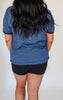 Denim Navy AMERICAN MAMA Ringer Graphic T-shirt - Final Sale