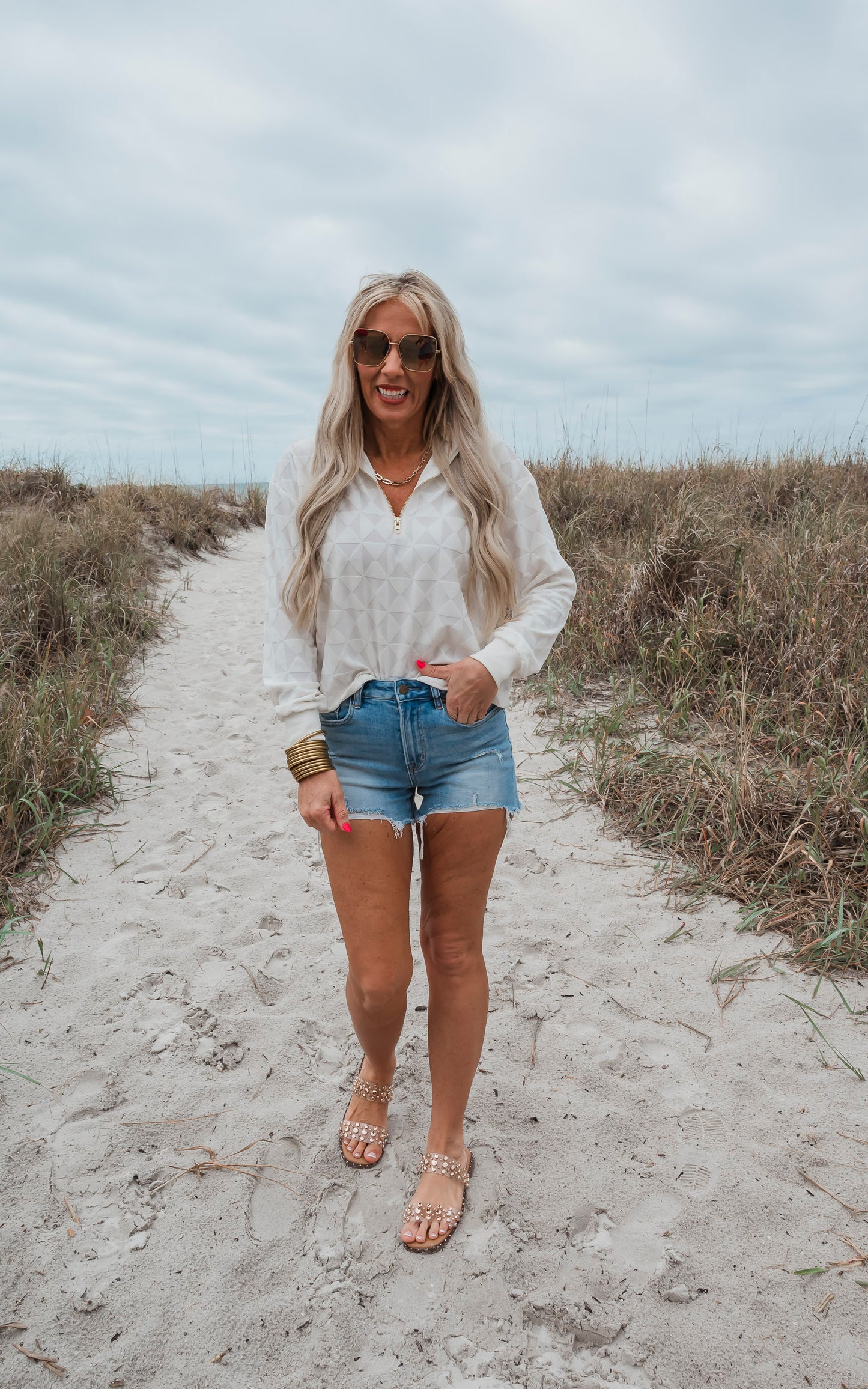 Diamond Embossed Mock Neck L/S Top by Salty Wave *DEAL-FINAL SALE