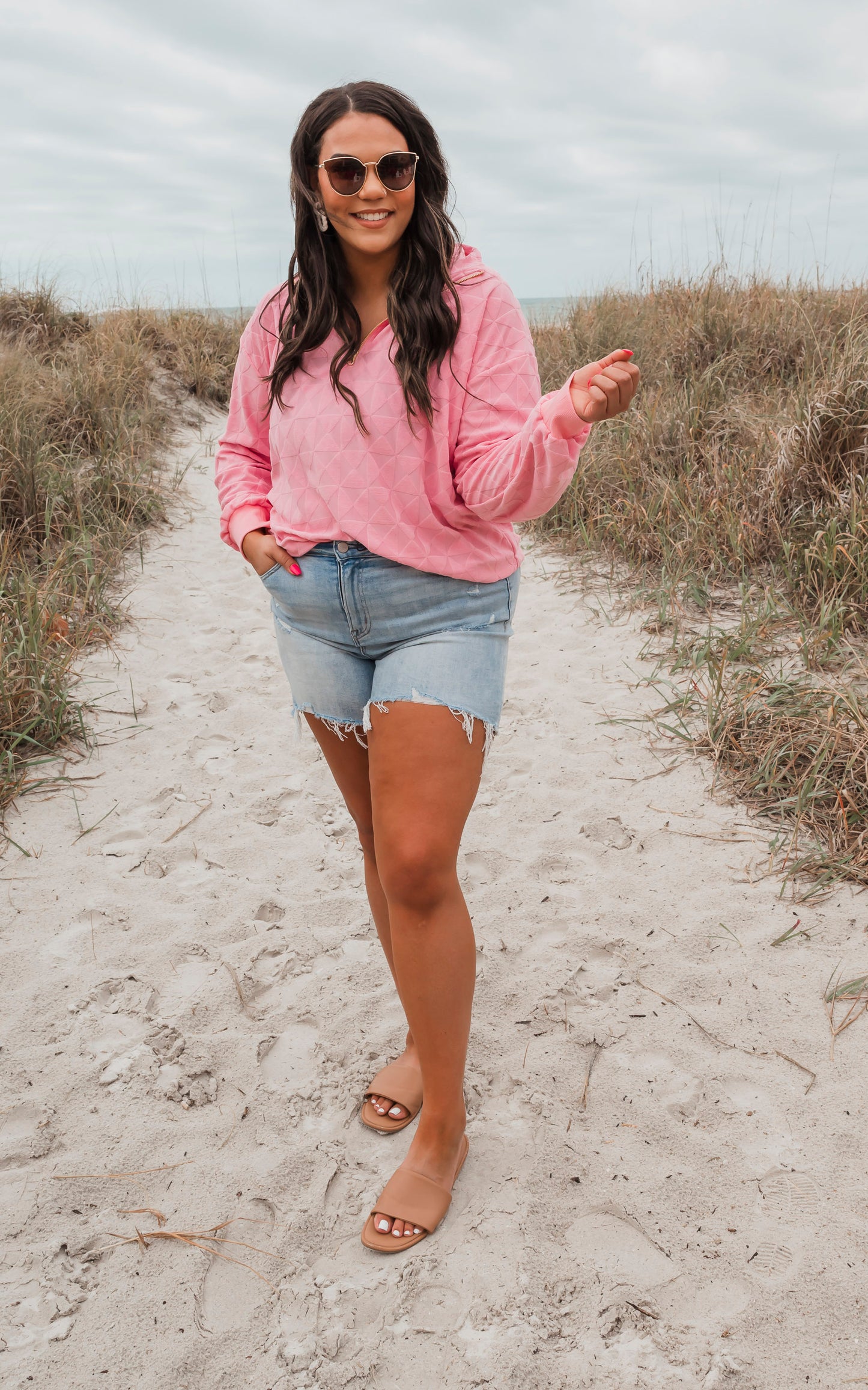 Diamond Embossed Mock Neck L/S Top by Salty Wave *DEAL-FINAL SALE