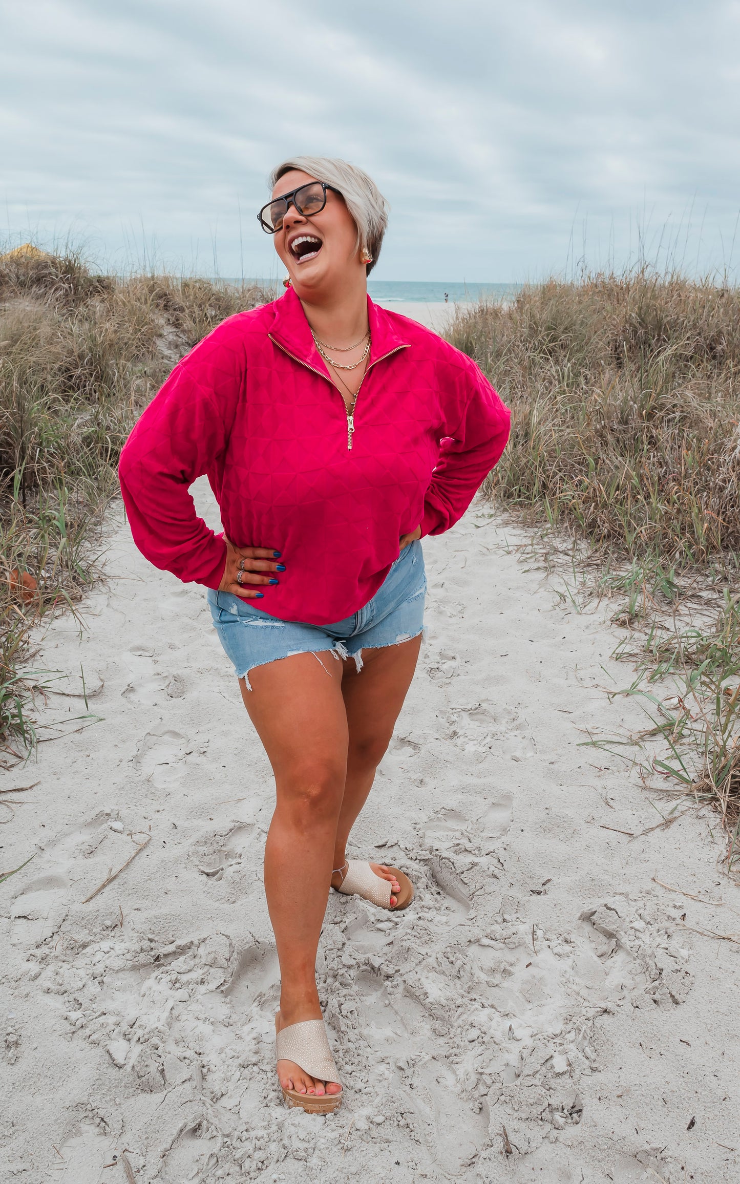 Diamond Embossed Mock Neck L/S Top by Salty Wave *DEAL-FINAL SALE