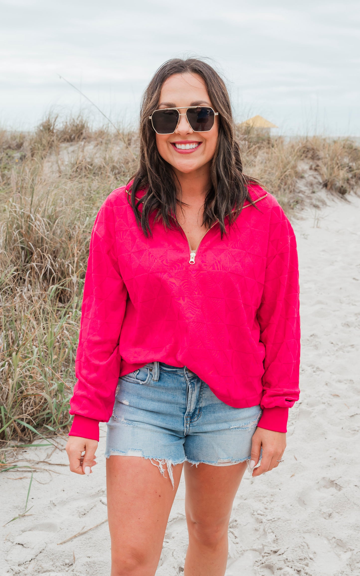 Diamond Embossed Mock Neck L/S Top by Salty Wave *DEAL-FINAL SALE