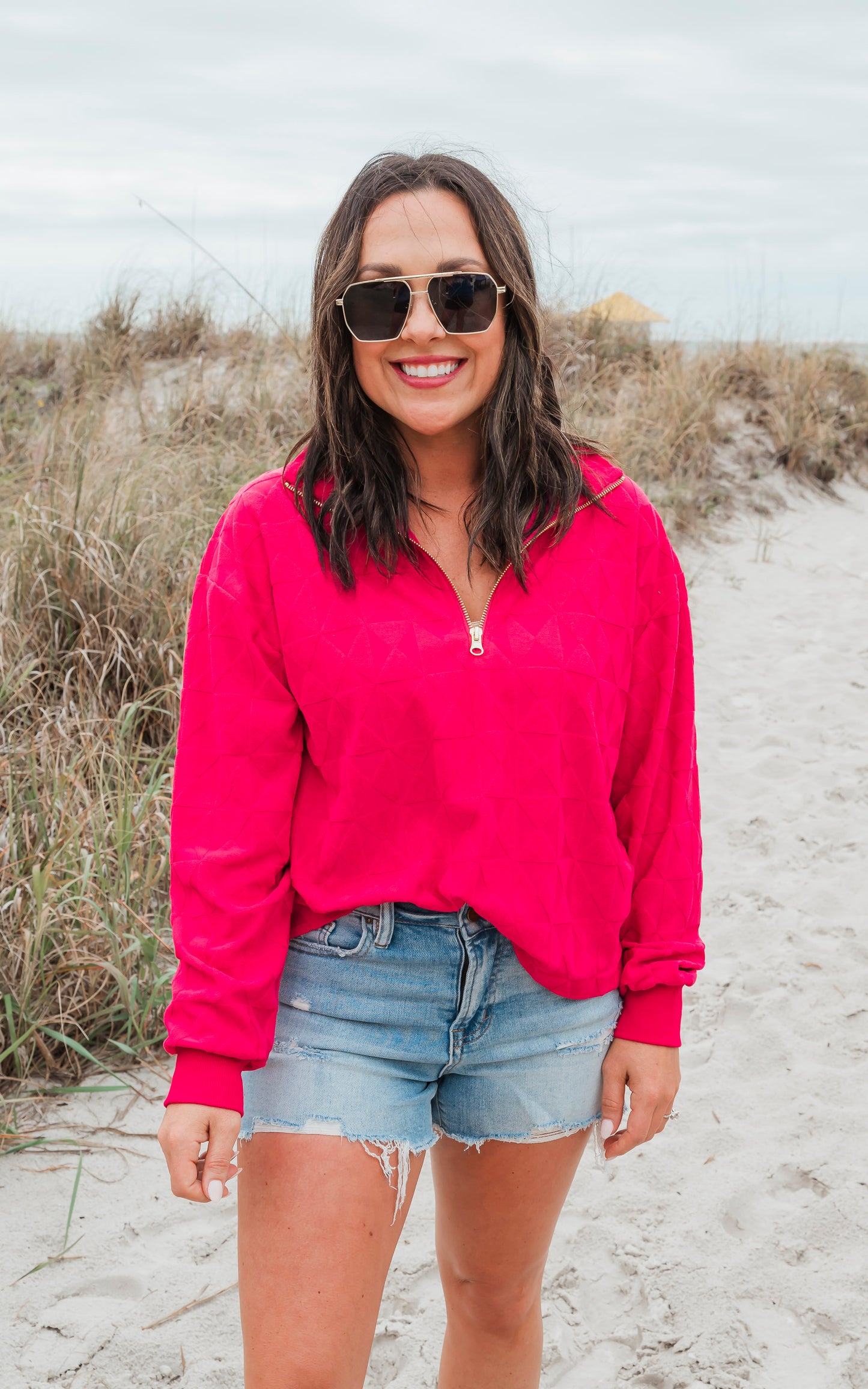 Diamond Embossed Mock Neck L/S Top by Salty Wave *DEAL-FINAL SALE