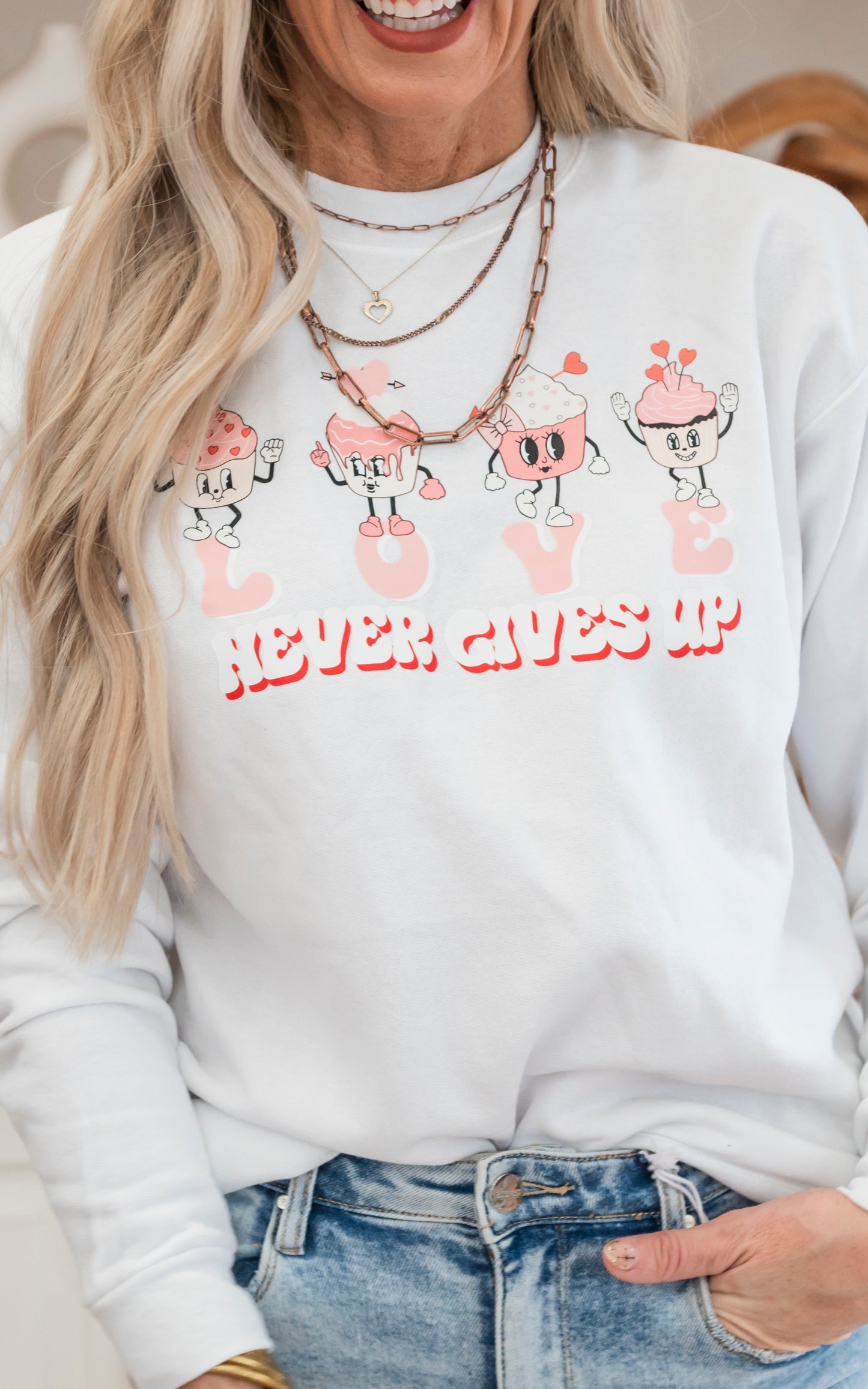 Love Never Gives Up Crewneck Sweatshirt