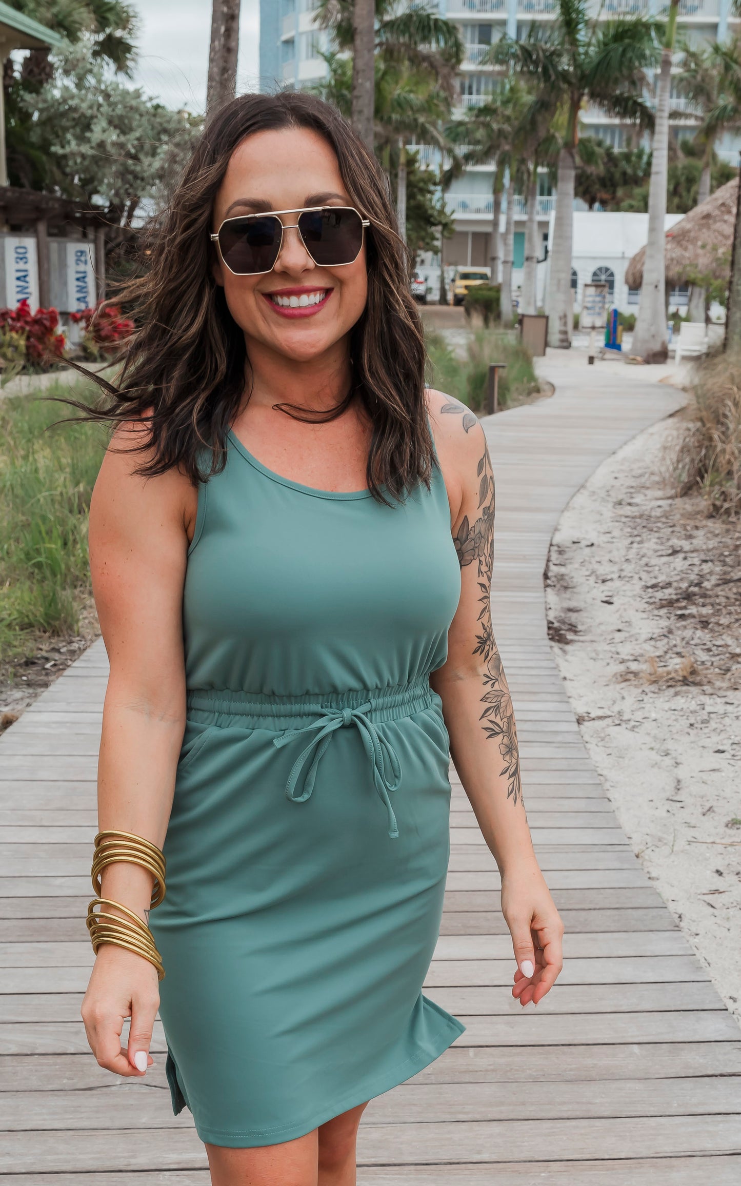 The Sophia Sea Moss Everyday Tank Dress by Salty Wave-FINAL SALE