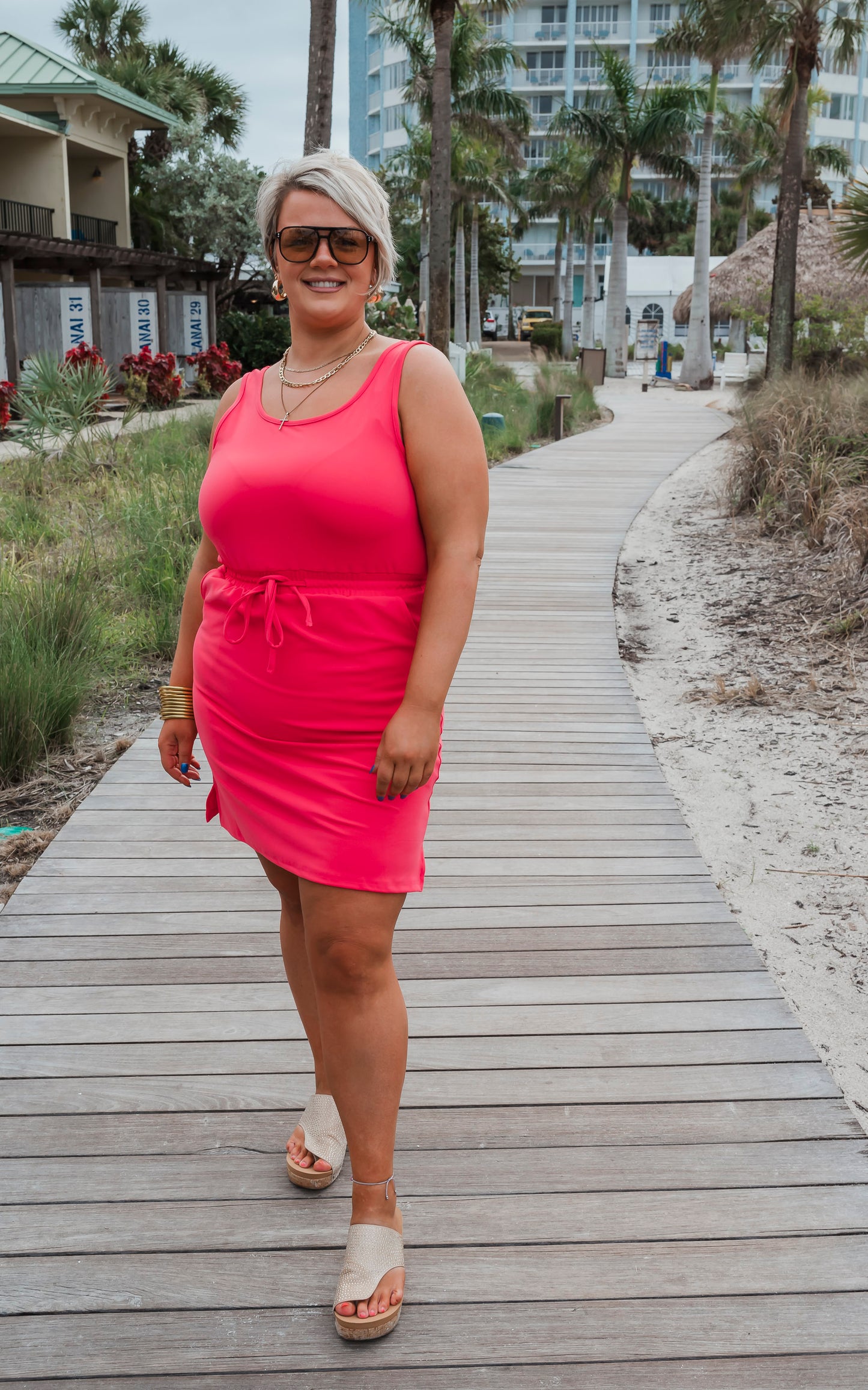The Sophia Coral Everyday Tank Dress by Salty Wave -FINAL SALE