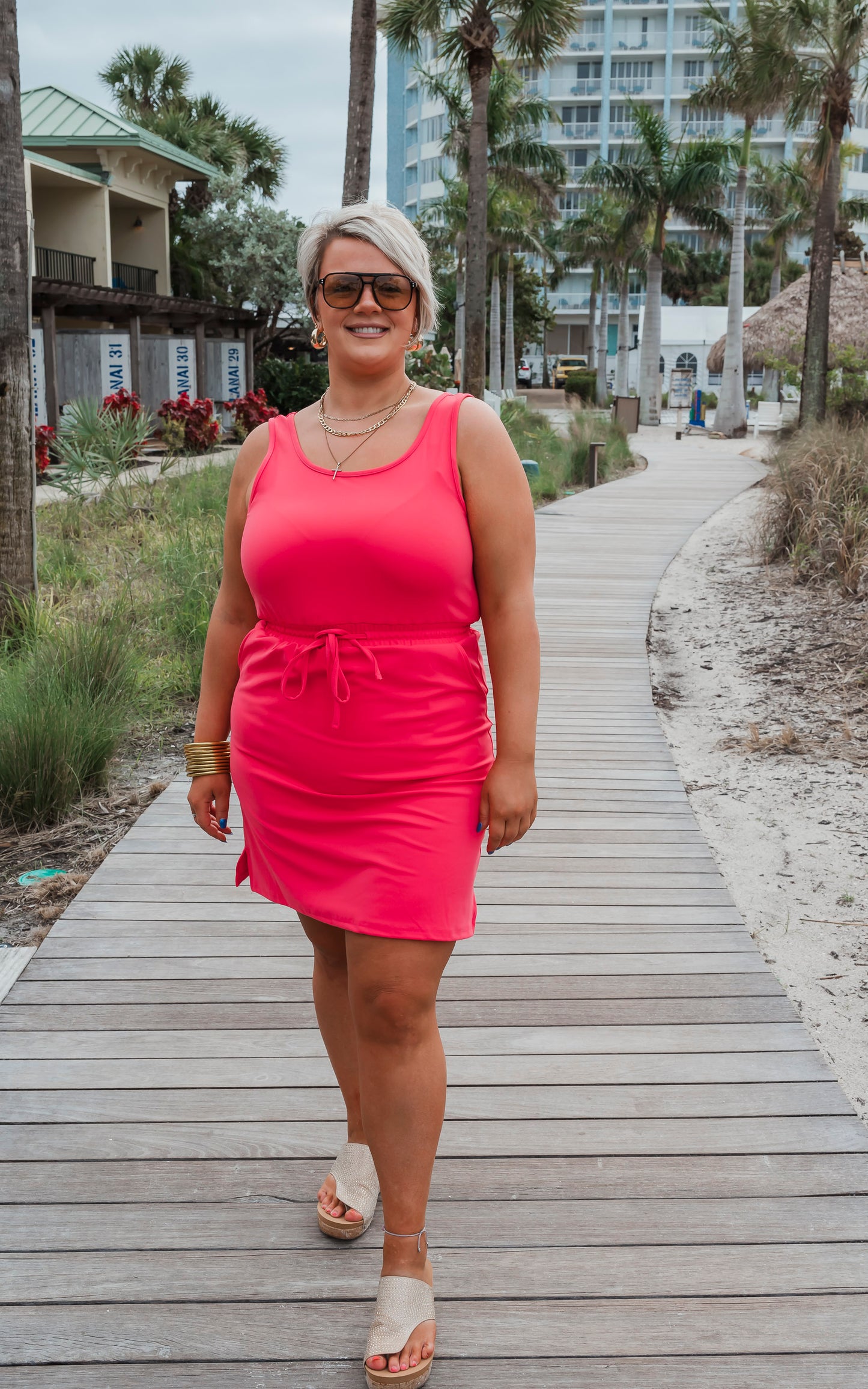 The Sophia Coral Everyday Tank Dress by Salty Wave -FINAL SALE