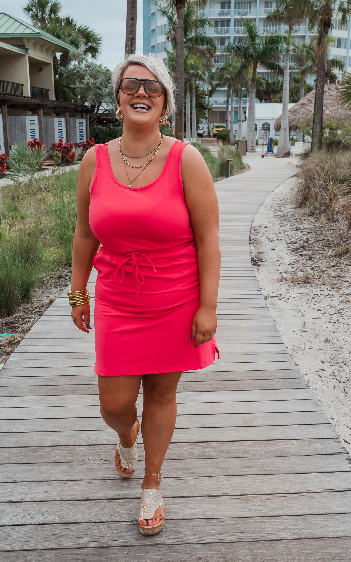 The Sophia Coral Everyday Tank Dress by Salty Wave -FINAL SALE