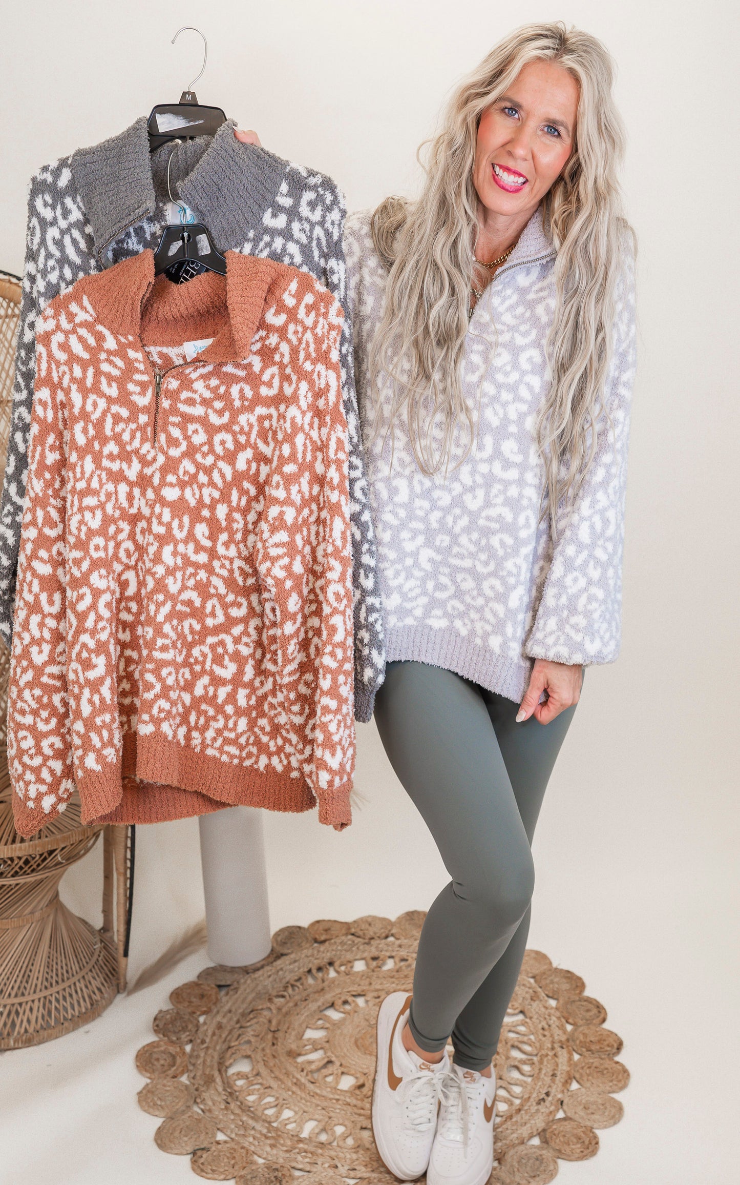 Cheetah 1/2 Mock Neck Dreamer Pullover | Salty Wave (3 COLORS)
