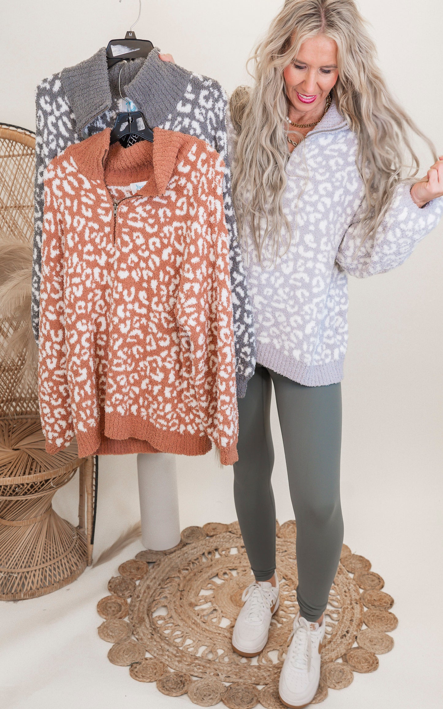 Cheetah 1/2 Mock Neck Dreamer Pullover | Salty Wave (3 COLORS)