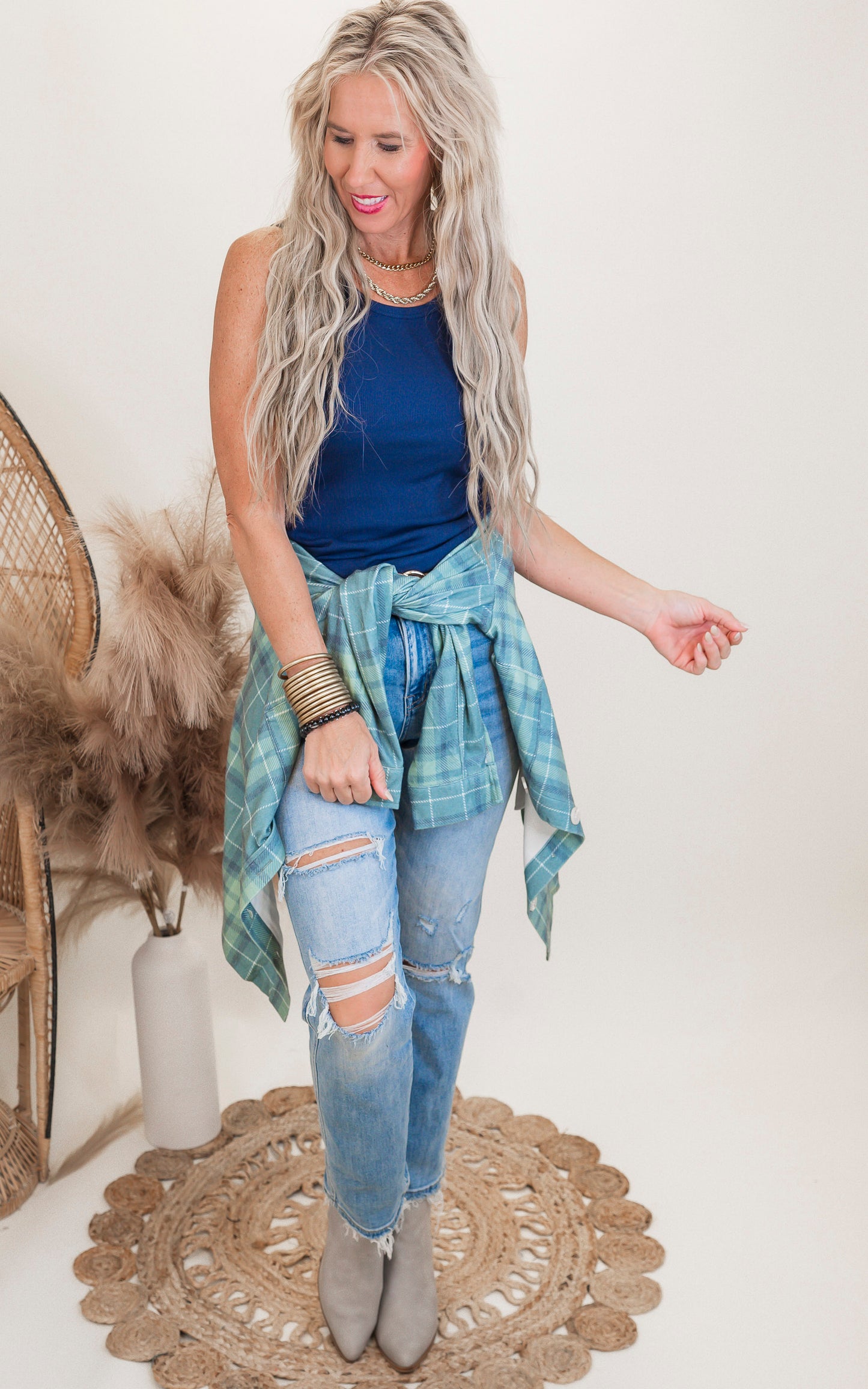 Forever Favorite Plaid Shacket in Green Blue #9 | Salty Wave *DEAL