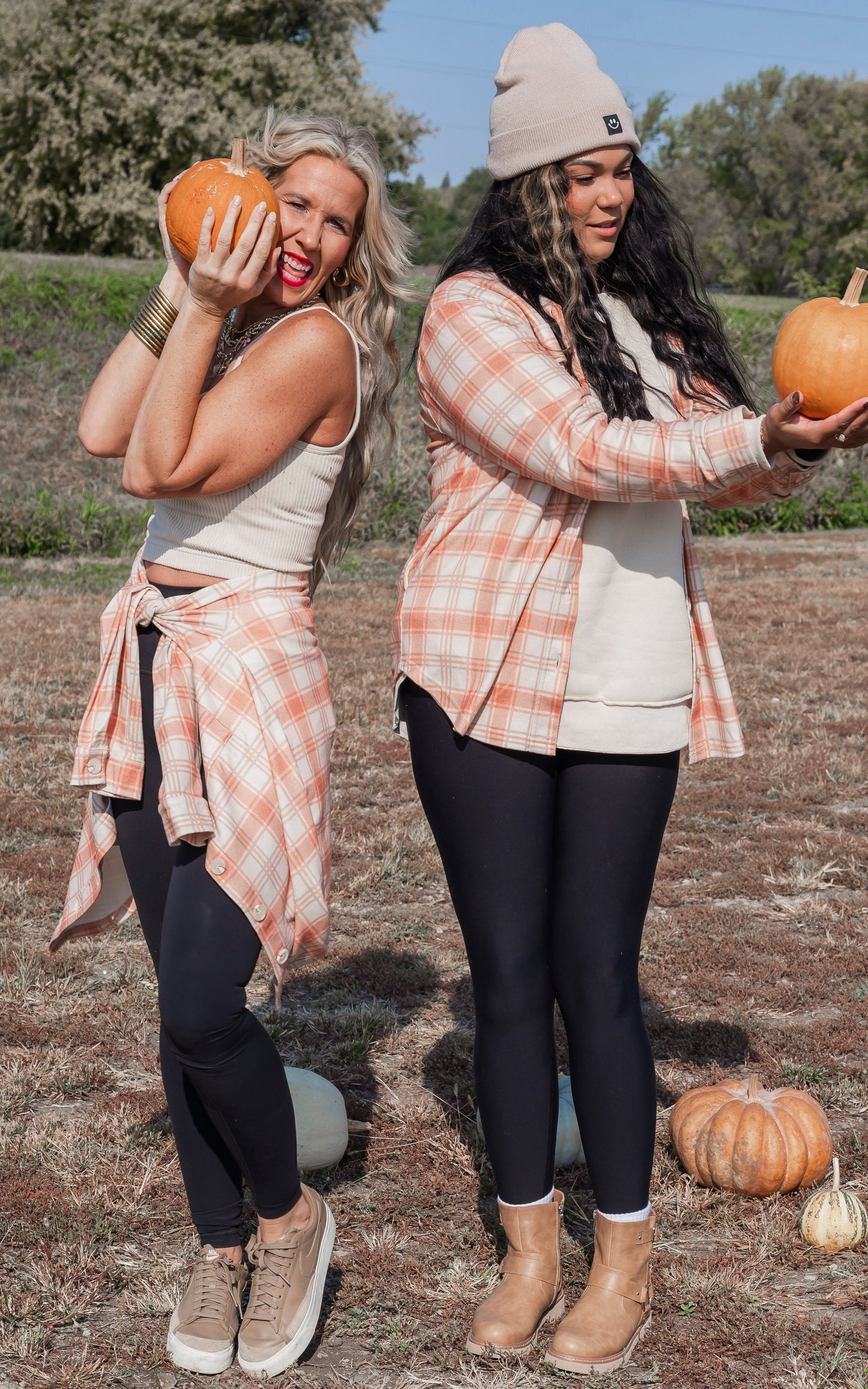 Forever Favorite Plaid Shacket in Cream Butter Orange #1 | Salty Wave **DEAL