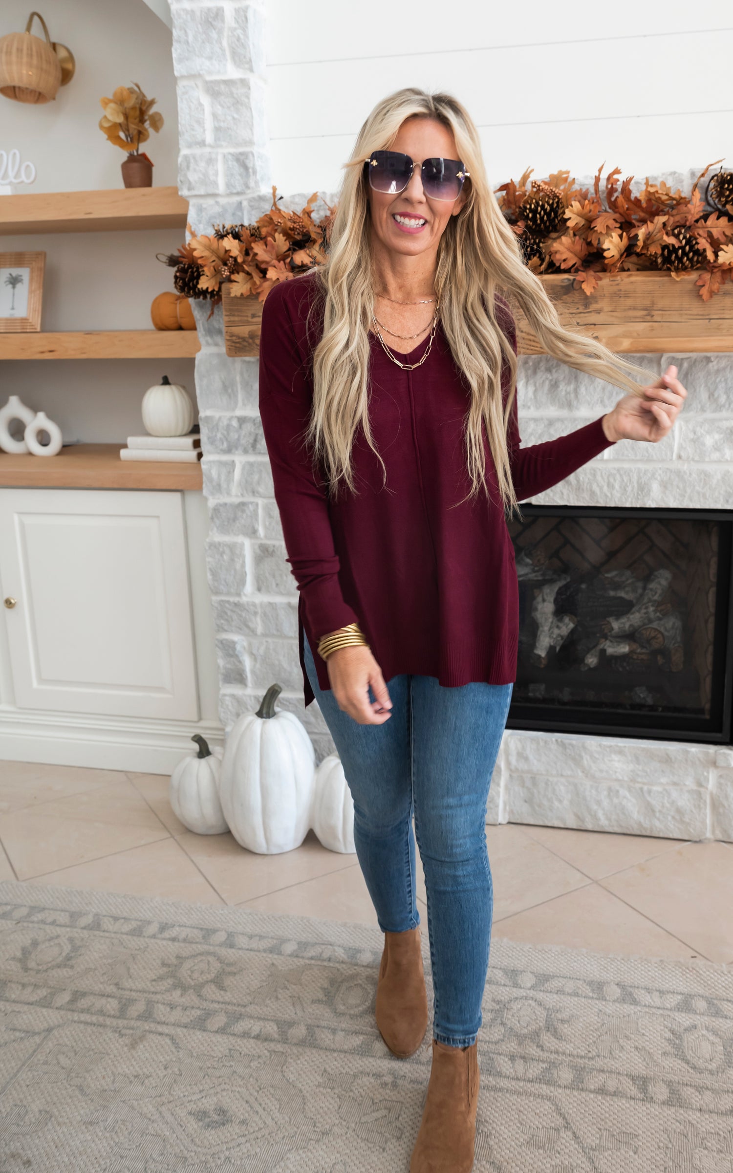 burgundy sweater