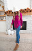 fuchsia vneck high low sweater