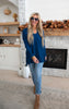 navy exposed seam long sleeve sweater