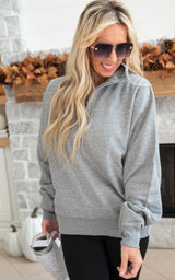 The Meredith Heather Long Sleeve Half Zip Pullover - Part 2 - Final Sale
