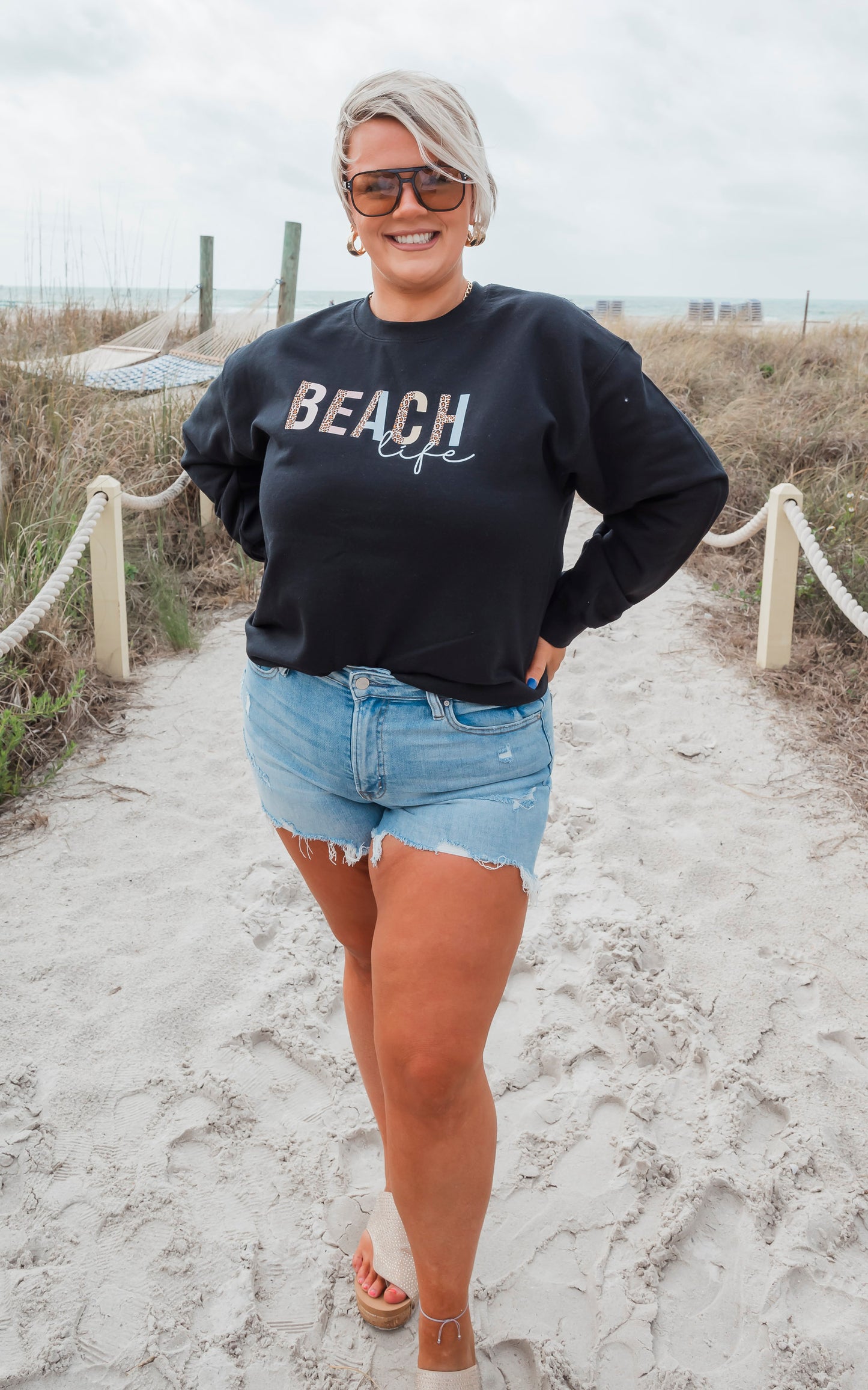 Beach Life Sweatshirt Crewneck Sweatshirt*