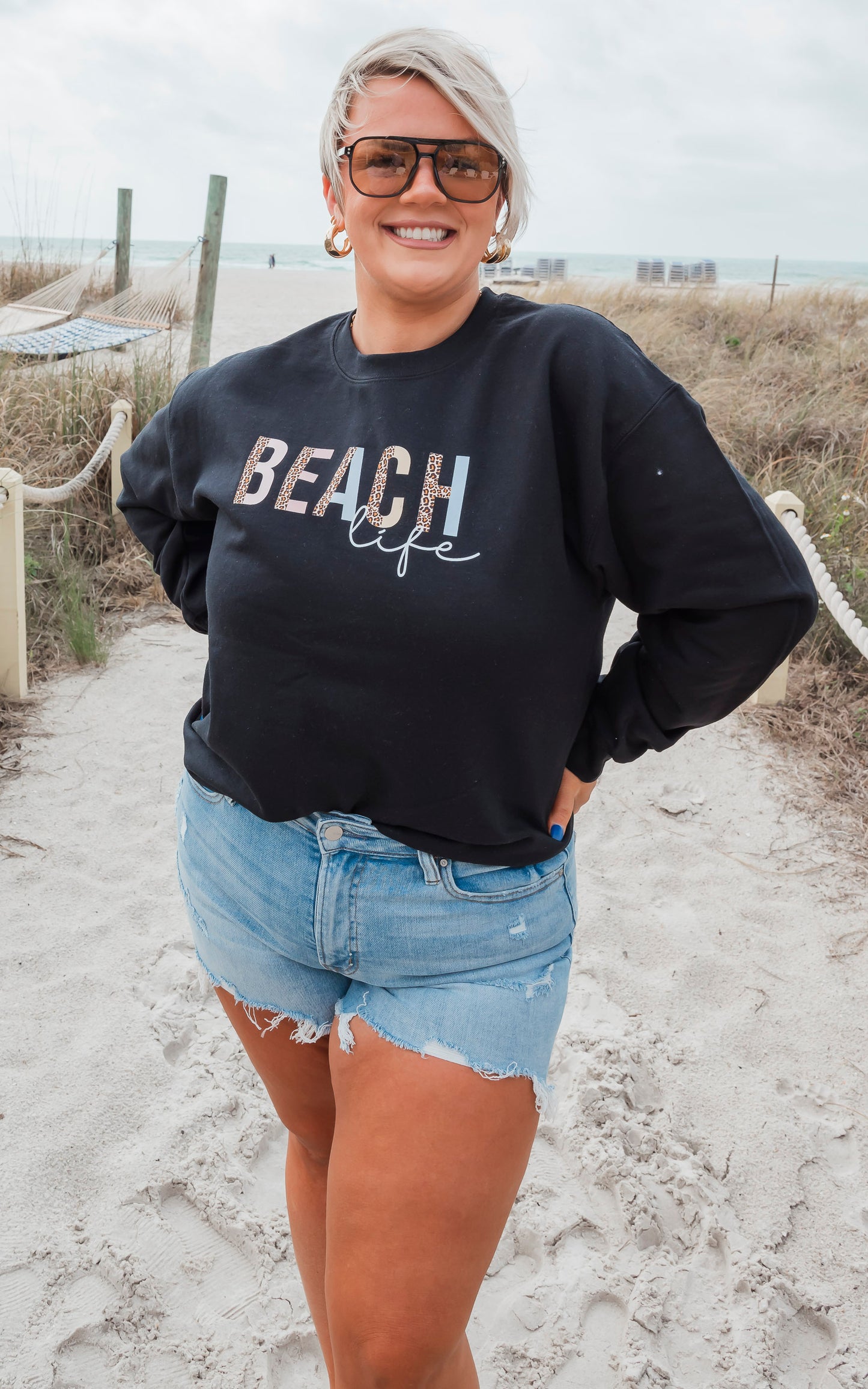 Beach Life Sweatshirt Crewneck Sweatshirt*