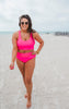 Rose Scalloped Criss Cross High Waist Bikini Swim Set (Top & Bottom) - Final Sale