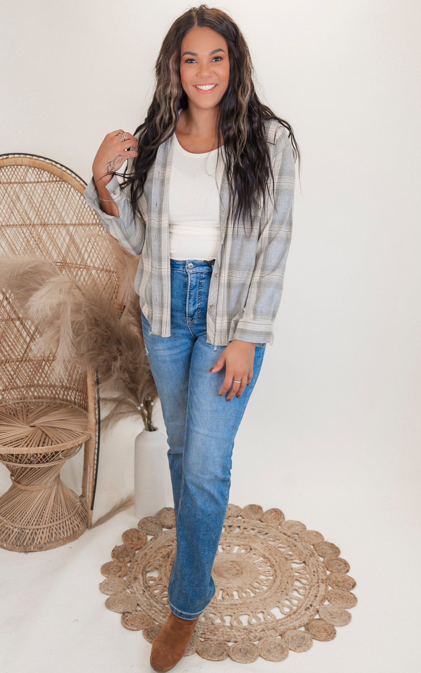 Sage Oversized Flannel Shirt - Final Sale