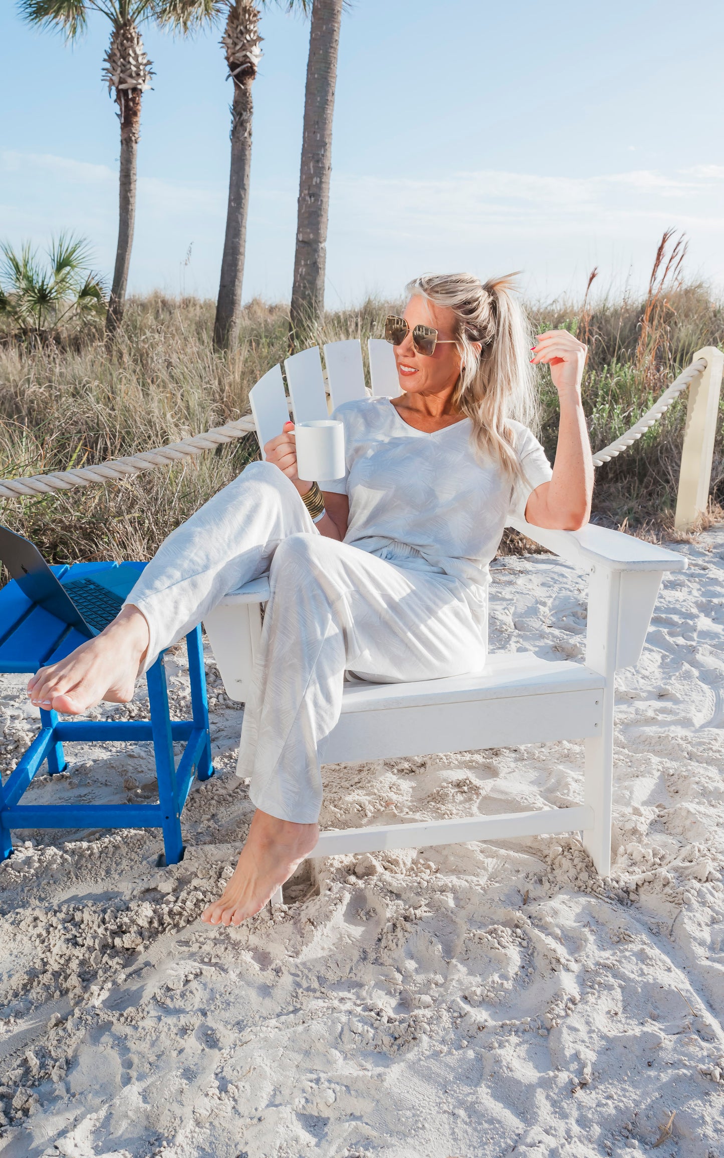Island Print Pant Pajama Set by Salty Wave**Final Sale