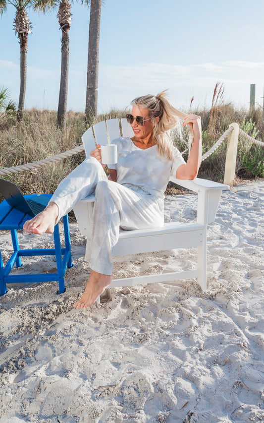 Island Print Pant Pajama Set by Salty Wave**Final Sale