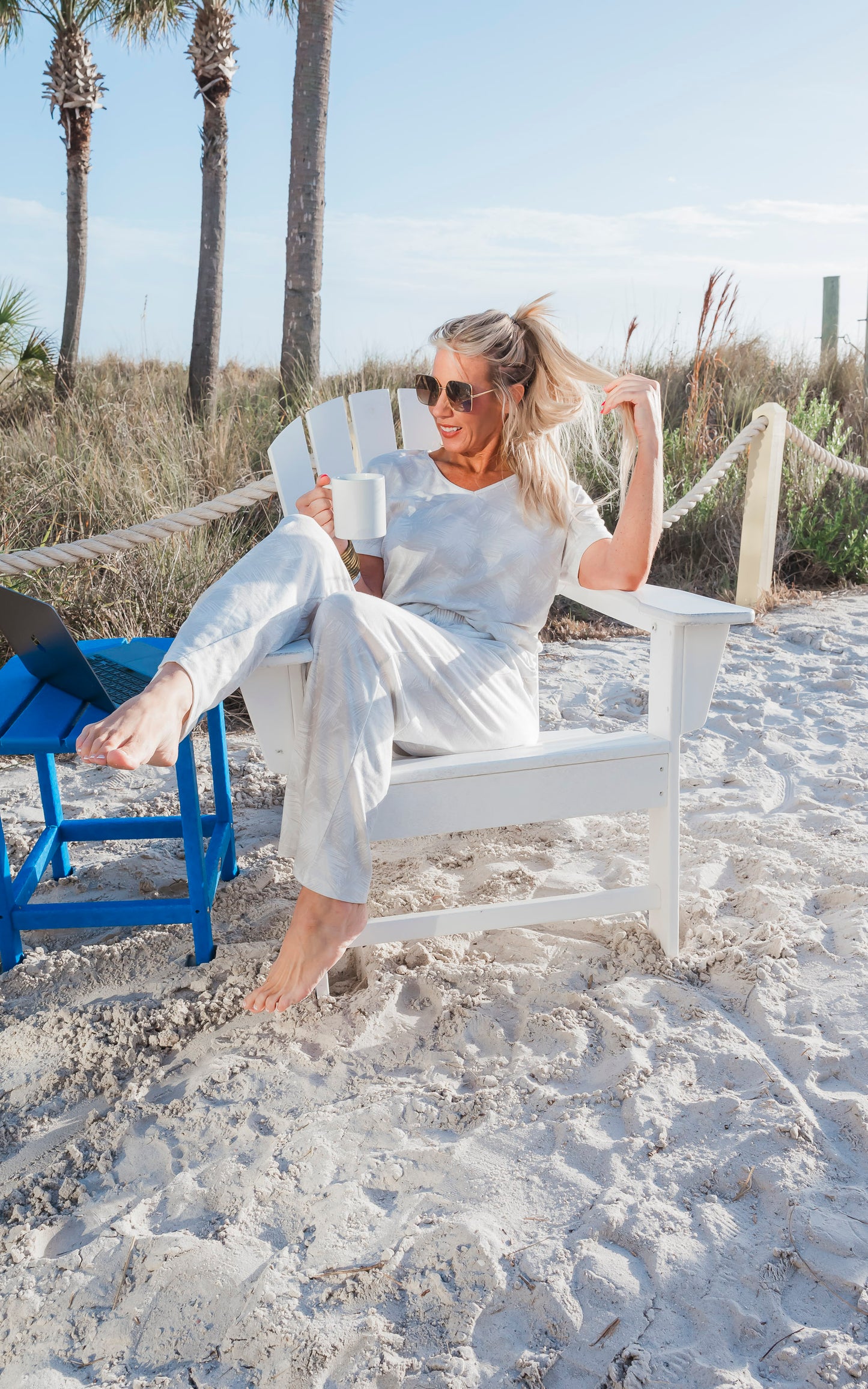 Island Print Pant Pajama Set by Salty Wave**Final Sale