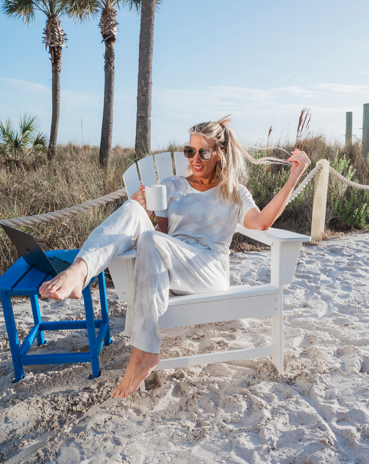 Island Print Pant Pajama Set by Salty Wave**Final Sale