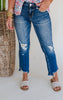 LOVERVET|Spellbound Mid Rise Slant Step Crop Flare Denim Jeans (REG/CURVY) - Final Sale