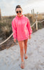 Hot Pink All Day Fleece Side Slit Hoodie by Salty Wave -FINAL SALE