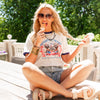 Red, White and Trashy Snarky Ringer Graphic T-shirt - Final Sale