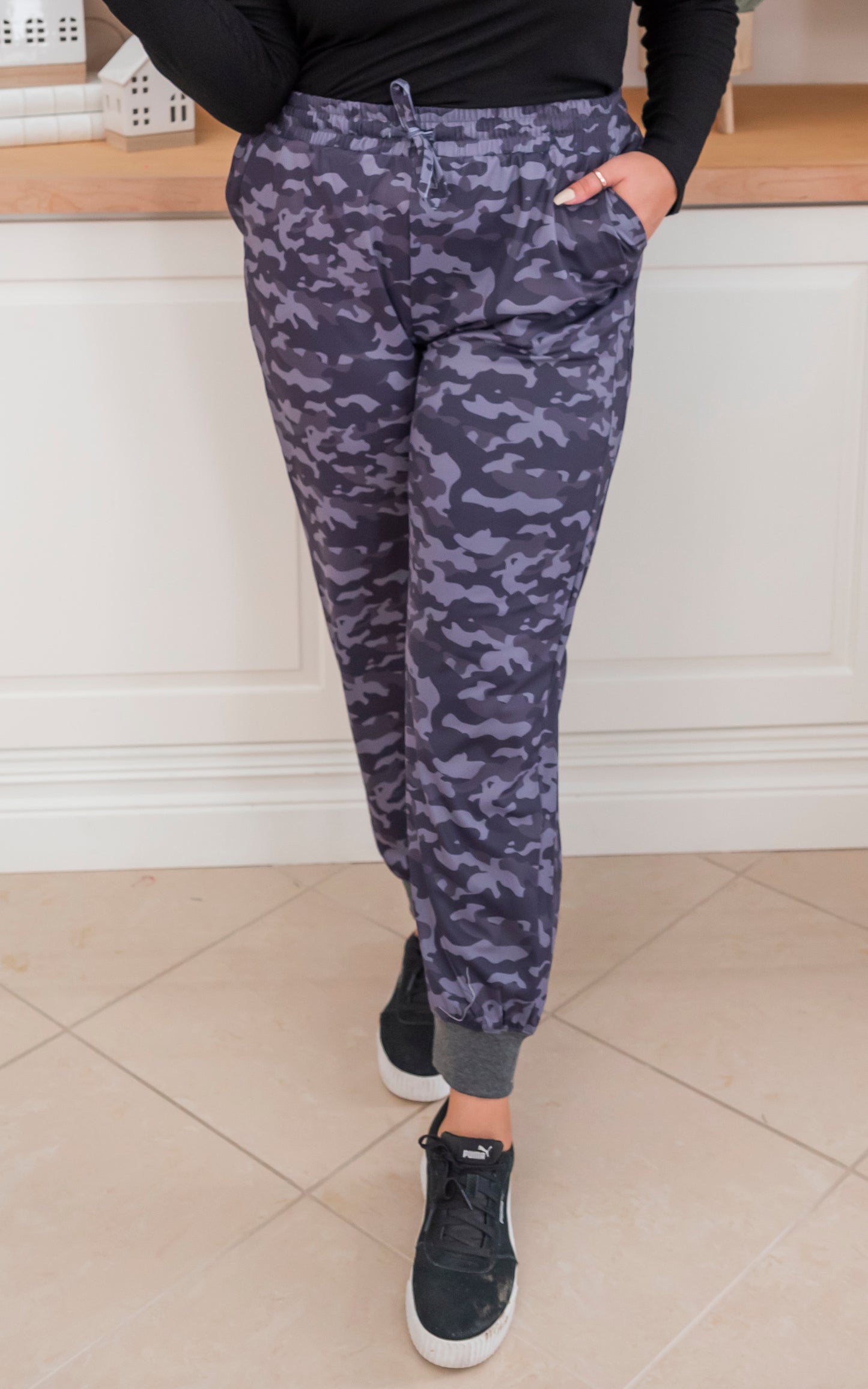 Black Camo Everyday Joggers by Salty Wave** Final Sale