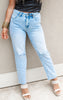 The Cara High Rise Straight Leg Denim Jeans