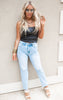 The Cara High Rise Straight Leg Denim Jeans