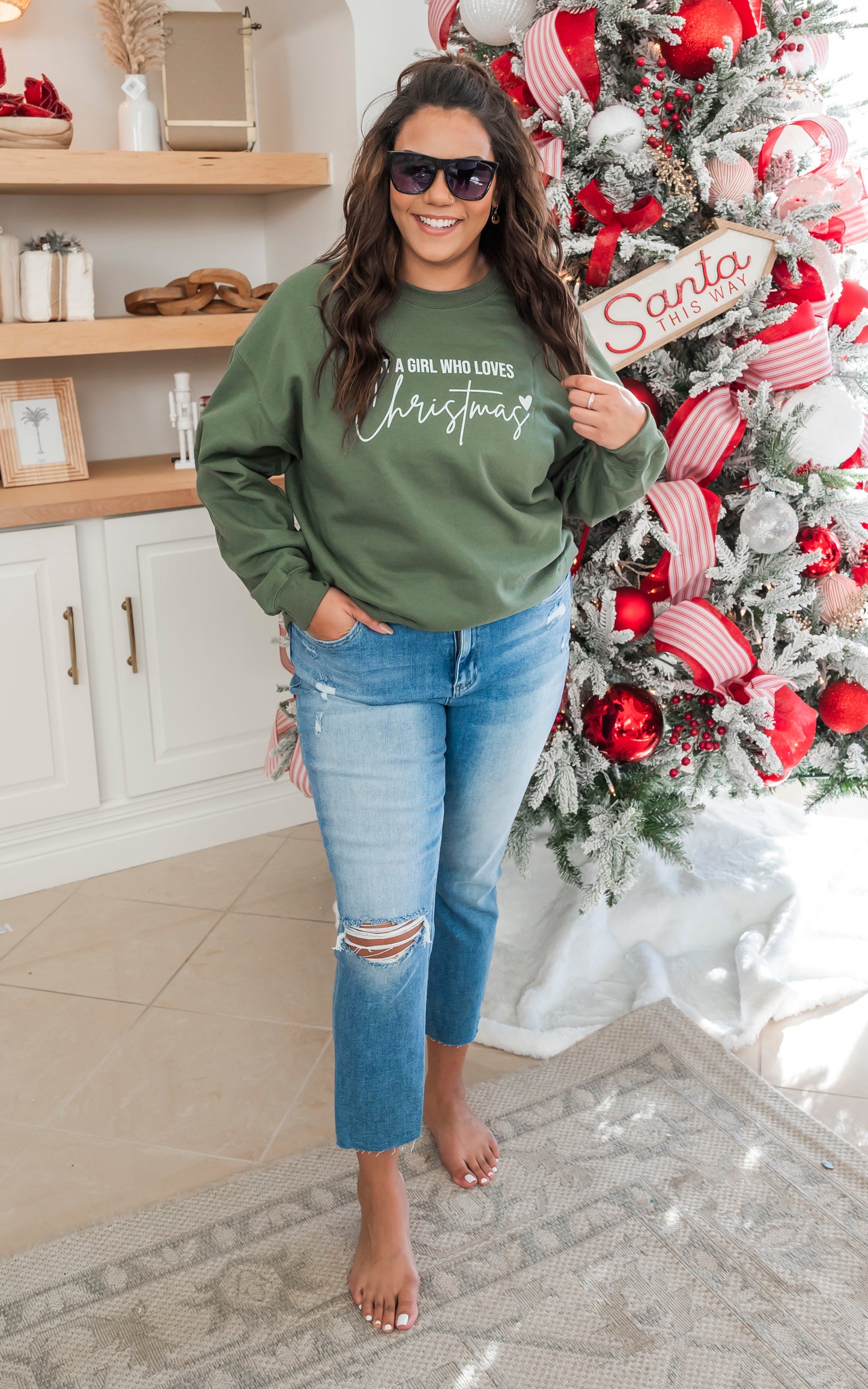 Just a Girl that Loves Christmas Crewneck Sweatshirt** - Final Sale