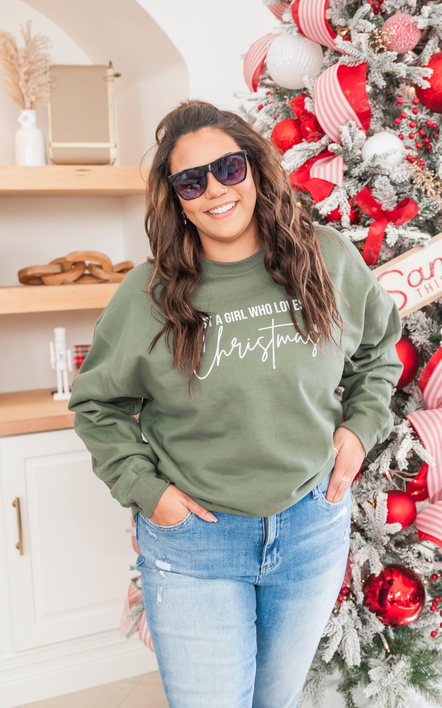 Just a Girl that Loves Christmas Crewneck Sweatshirt** - Final Sale